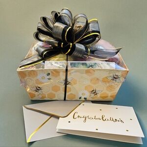 Bride-to-be gift box for engagement gift bridal gift bee theme vows books